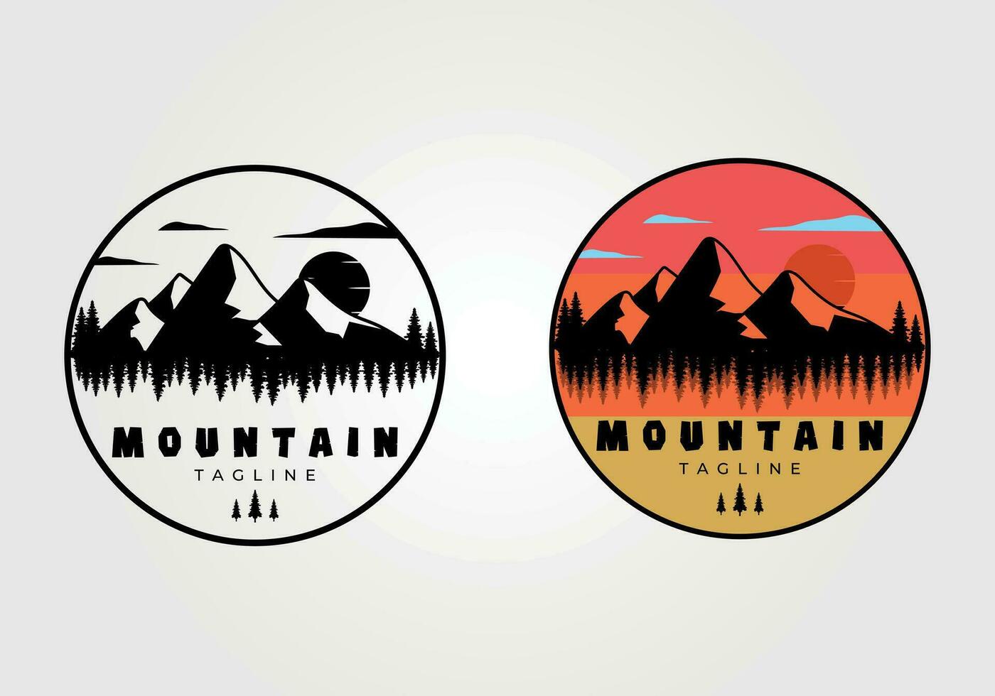 Pack von Berg Emblem Logo Jahrgang Vektor Illustration Design, Zeichen und Symbol mit anders Farben