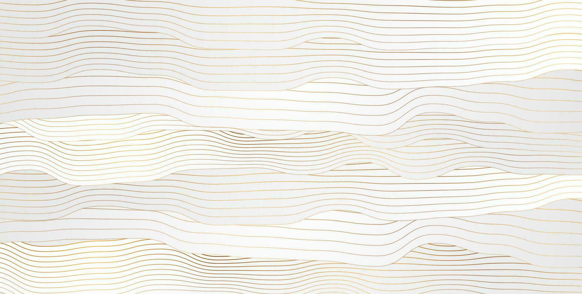 grau wellig gebogen Streifen mit golden Linien abstrakt Hintergrund vektor