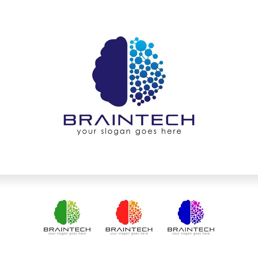 brain tech digital logotyp formgivningsmall. hjärntecken symbol illustration vektor