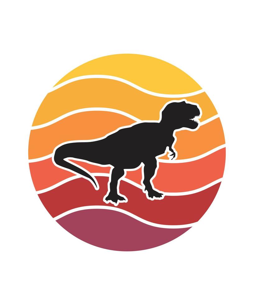 Dinosaurier Retro-Sonnenuntergang-Design-Vorlage vektor