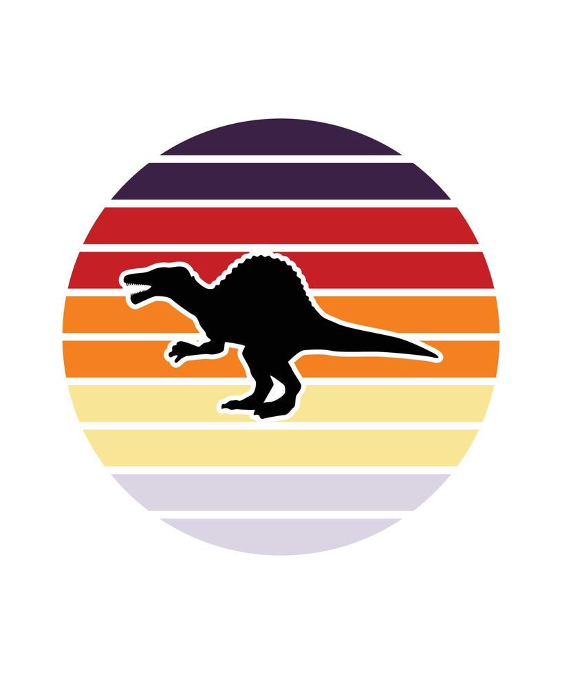 Dinosaurier Retro-Sonnenuntergang-Design-Vorlage vektor