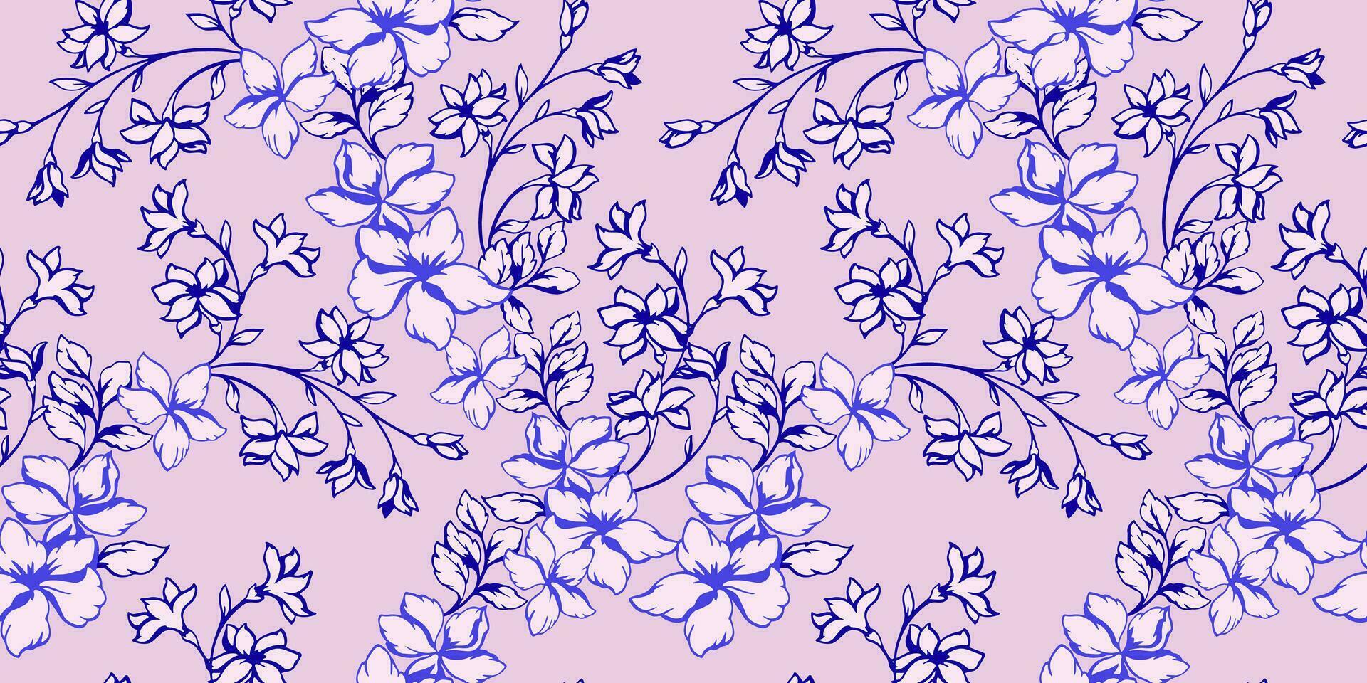 monoton hell wild Blumen- Geäst nahtlos Muster. abstrakt Kunst Blumen und Blatt Knospen auf ein Rosa Hintergrund. Jahrgang Wiese drucken. Vektor Hand gezeichnet. Design zum Mode, Stoff und Textilien.