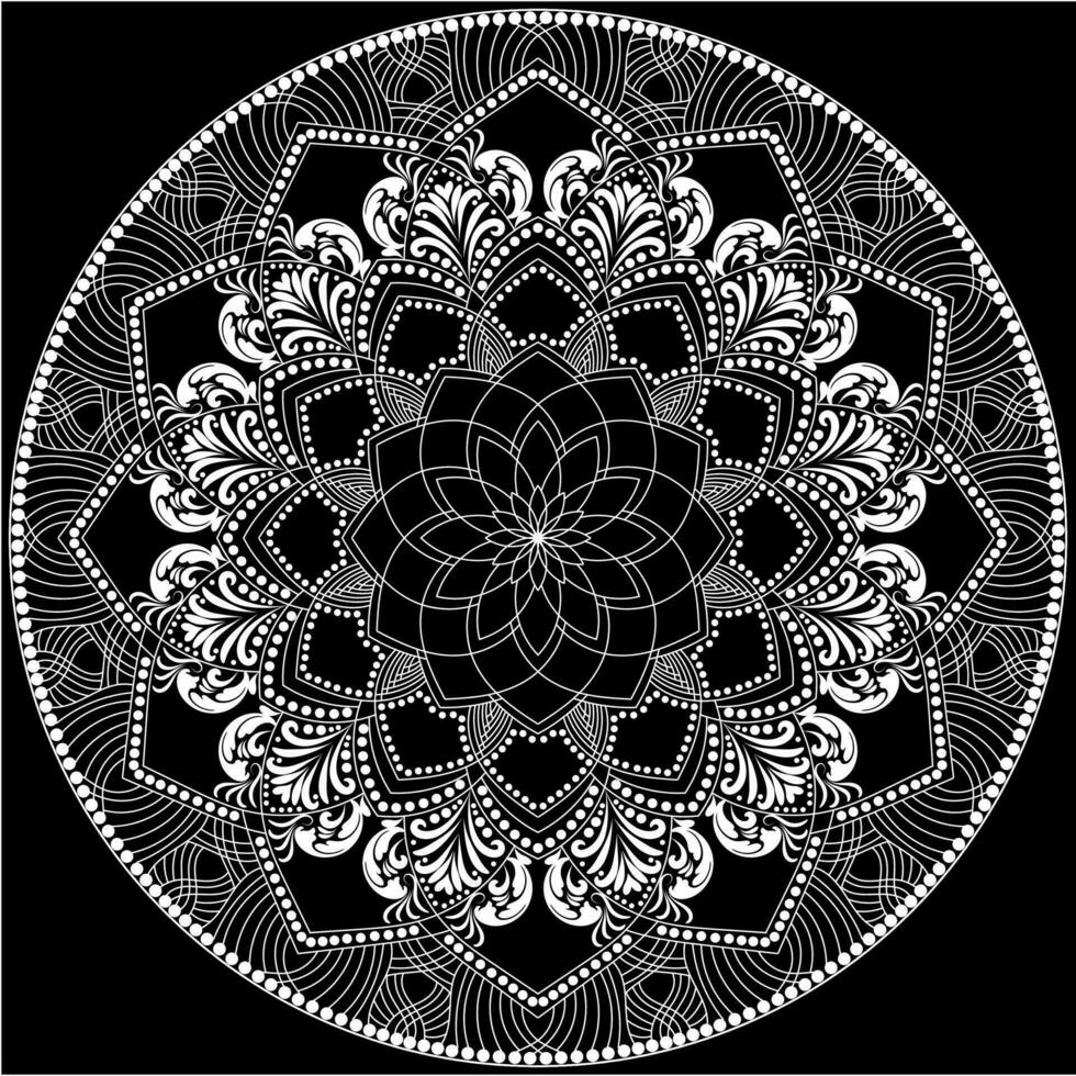 mehndi Henna Zeichnung kreisförmig Mandala Muster zum Tätowierung, Dekoration Prämie Produkt Poster oder malen. dekorativ Ornament im ethnisch orientalisch Stil. vektor
