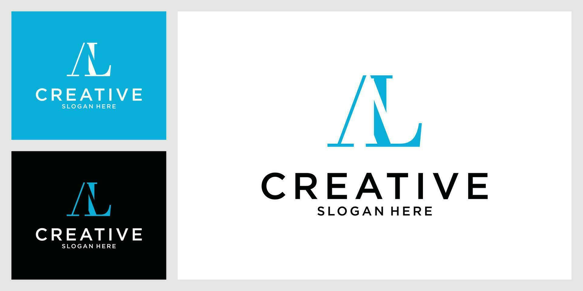 al oder la Initiale Brief Logo Design Vektor