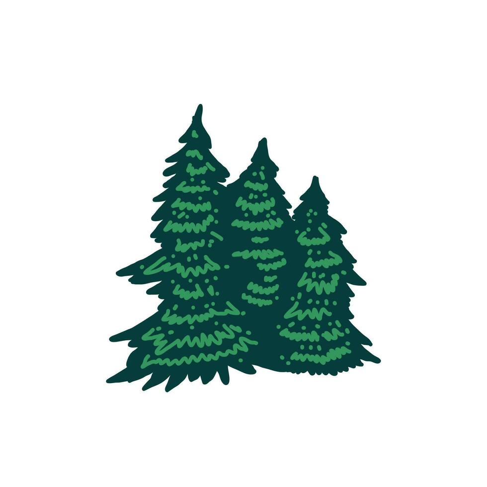 Karikatur von Kiefer immergrün Tanne Schierling Fichte Nadelbaum Zeder Nadelbaum Zypresse Lärche Bäume Wald vektor