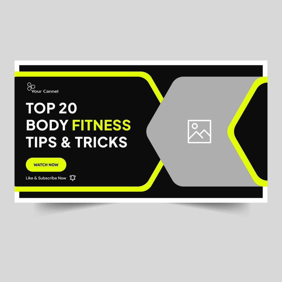 Täglich Fitness Lebensstil Ausbildung Tipps und Tricks Miniaturansicht Banner Design, Übung Techniken Video Miniaturansicht Banner, völlig editierbar Vektor eps 10 Datei Format