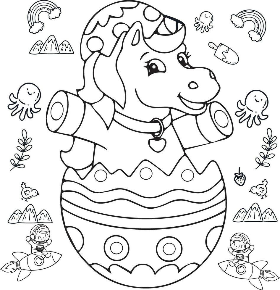 süß Baby Einhorn Sitzung mit Cupcake Gekritzel Zeichnung Färbung Seite Illustration vektor