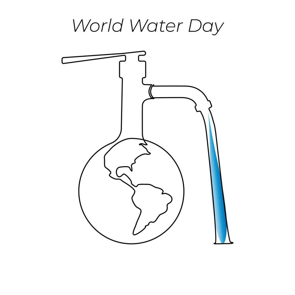 värld vatten dag kontinuerlig enda linje konst teckning och ett linje vatten släppa översikt vektor konst illustration