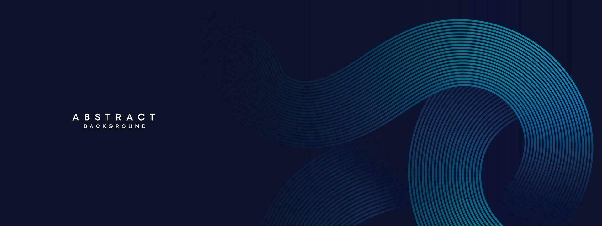 abstrakt dunkel Blau winken Kreise Linien Technologie Hintergrund. modern Gradient mit glühend Linien glänzend geometrisch Formen und Diagonale, zum Broschüren, Abdeckungen, Poster, Banner, Webseiten, Header vektor