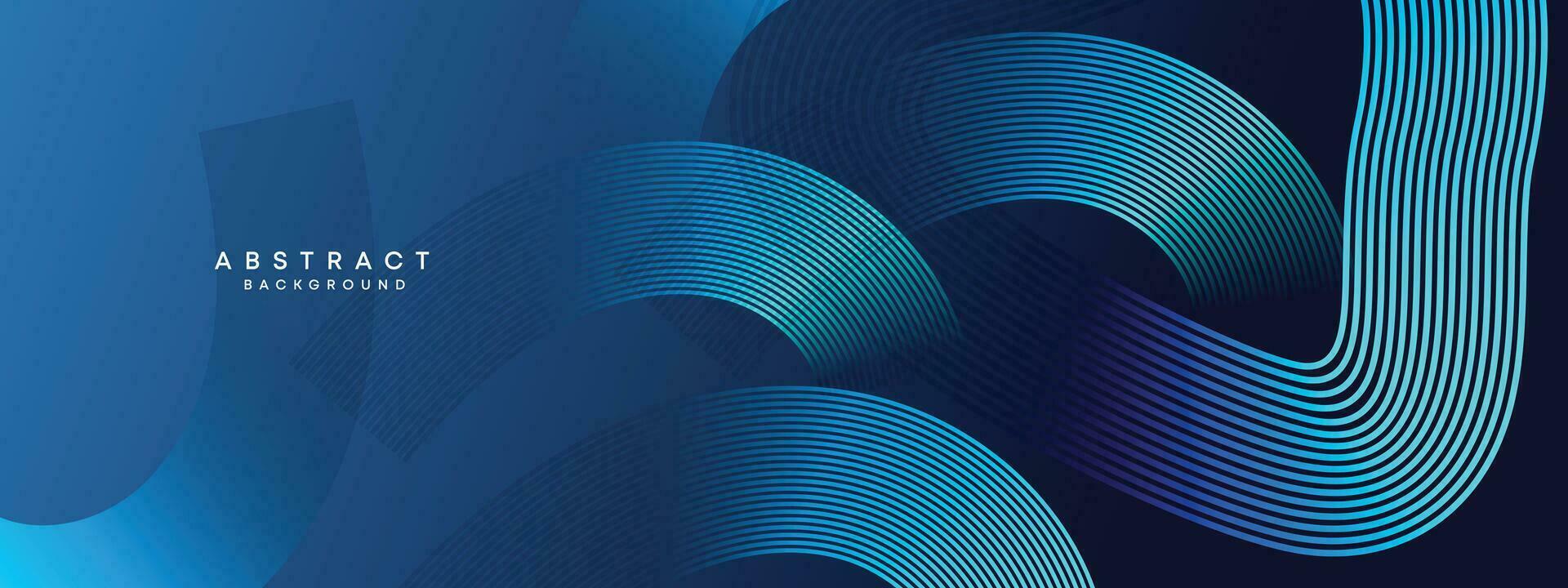 abstrakt dunkel Blau winken Kreise Linien Technologie Hintergrund. modern Gradient mit glühend Linien glänzend geometrisch Formen und Diagonale, zum Broschüren, Abdeckungen, Poster, Banner, Webseiten, Header vektor