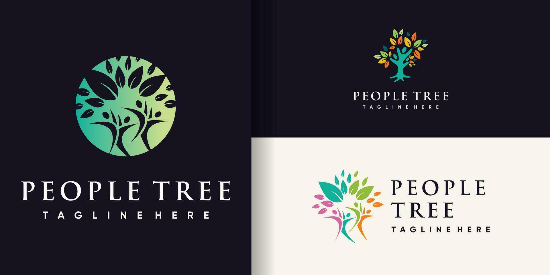 människor träd logotyp design bunt med premie vektor kreativ begrepp