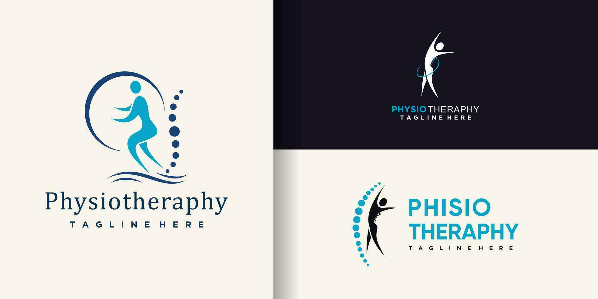 Physiotherapie Logo Design bündeln mit kreativ Konzept Prämie Vektor