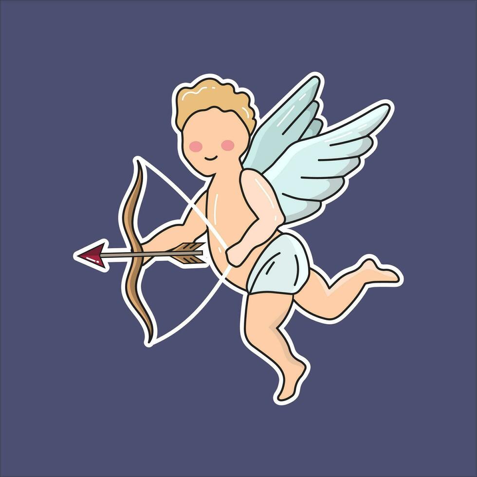 vektor platt cupid illustration. bebis cupid med ett pil. valentines dag illustration.