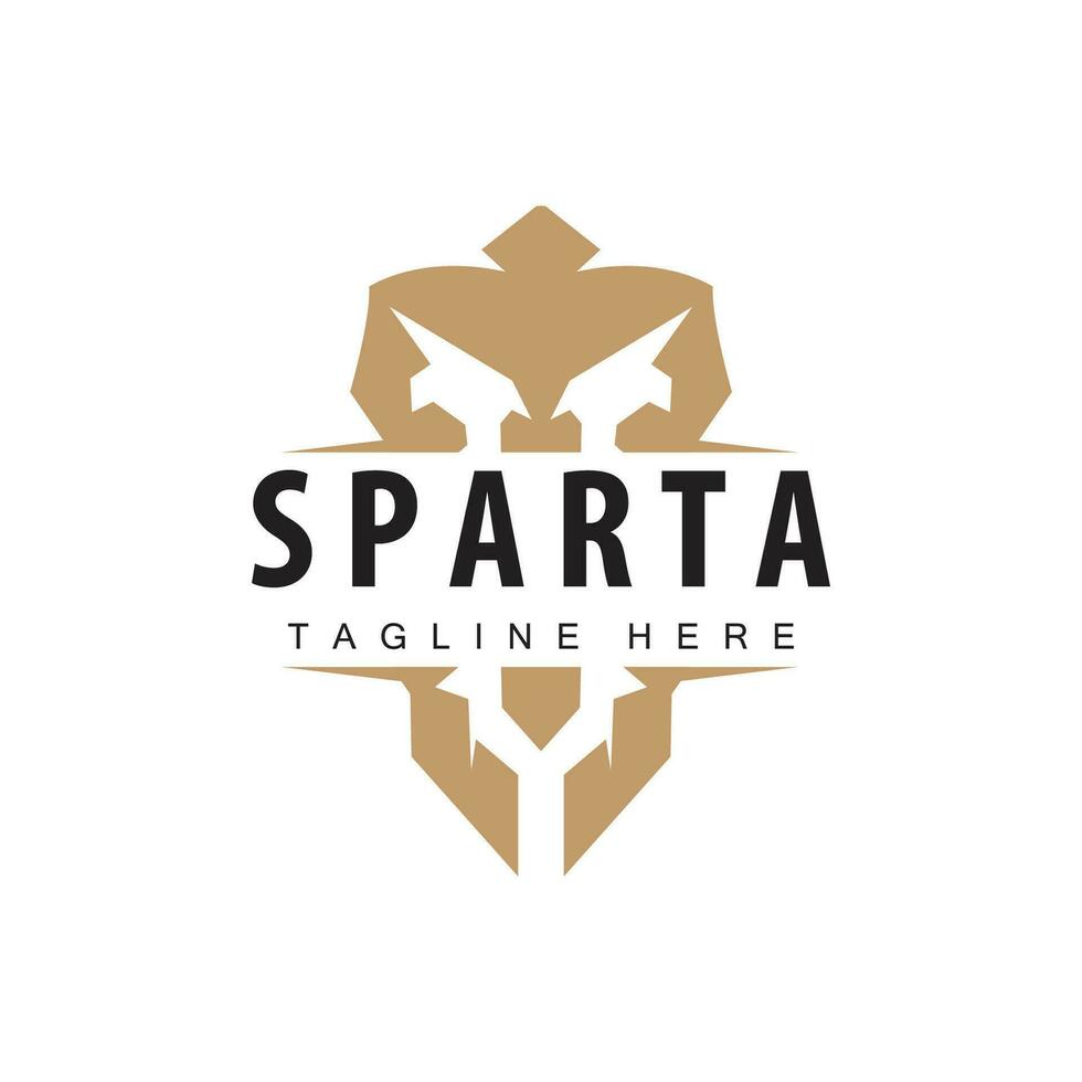 spartansk logotyp, barbar krigare bricka design enkel silhuett spartansk krig hjälm vektor