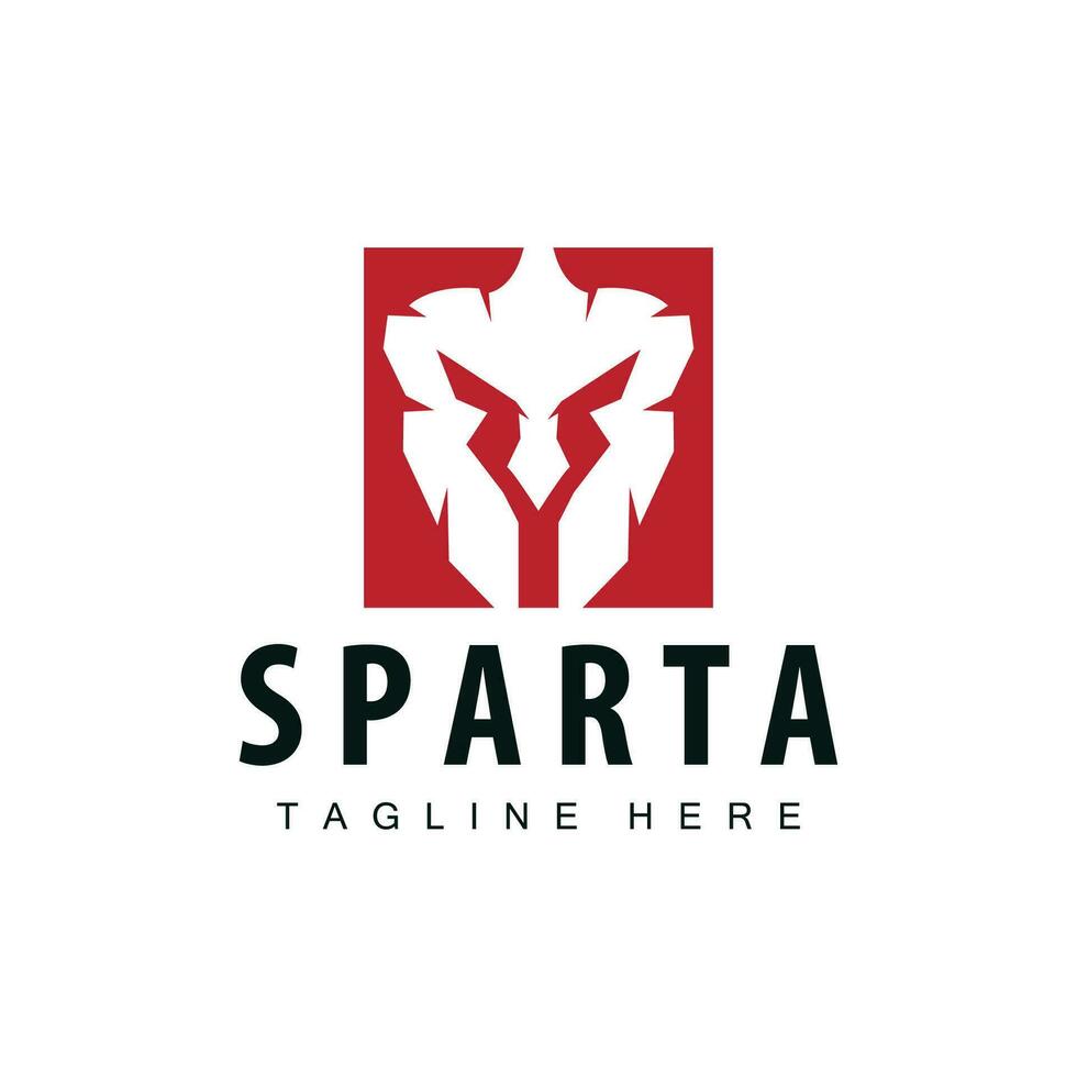 spartansk logotyp, barbar krigare bricka design enkel silhuett spartansk krig hjälm vektor