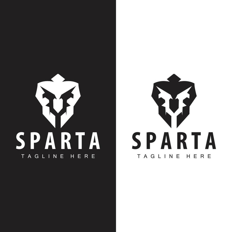 spartansk logotyp, barbar krigare bricka design enkel silhuett spartansk krig hjälm vektor