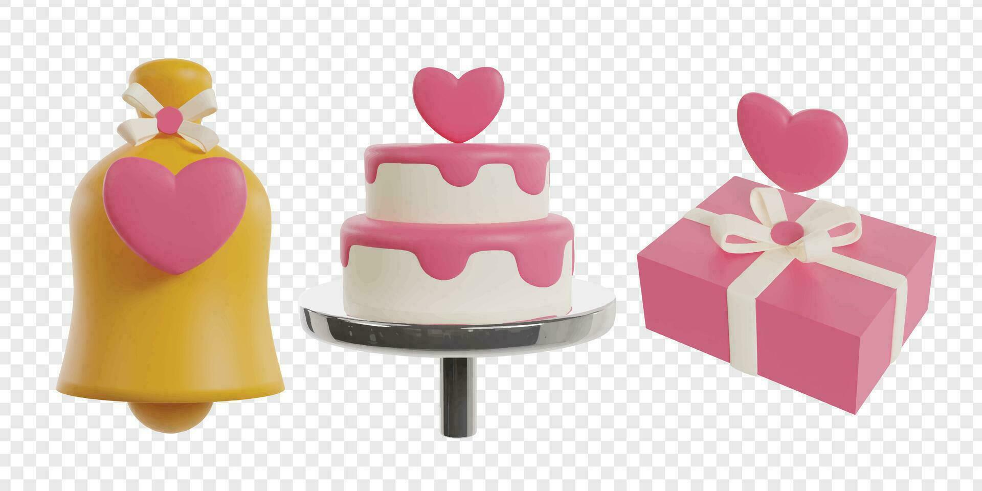 Hochzeit 3d Symbole machen Clip Art. vektor