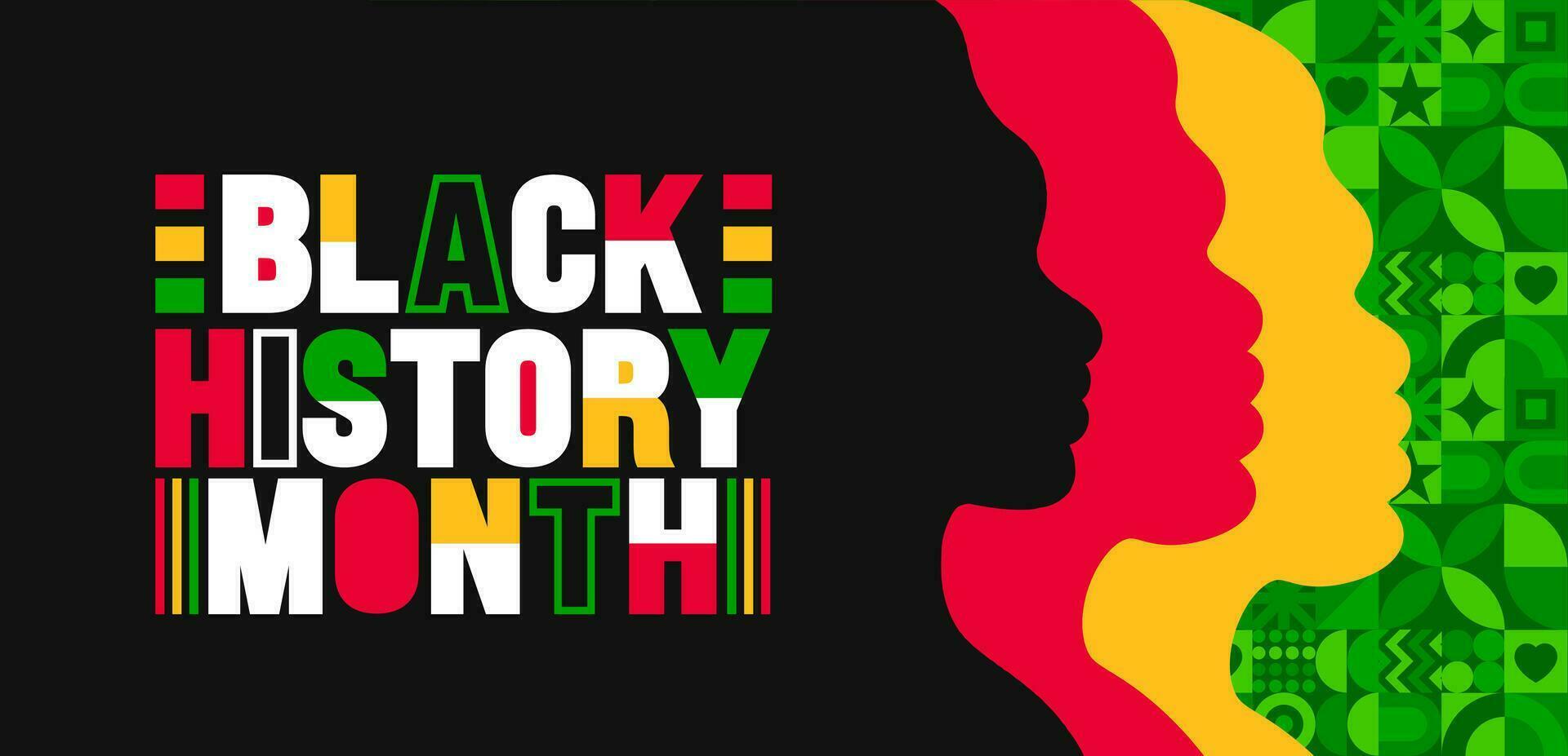 afrikansk amerikan svart historia månad färgrik text typografi med afrikansk man bakgrund. berömd februari i förenad stat och Kanada. juni oberoende dag. kwanzaa vektor