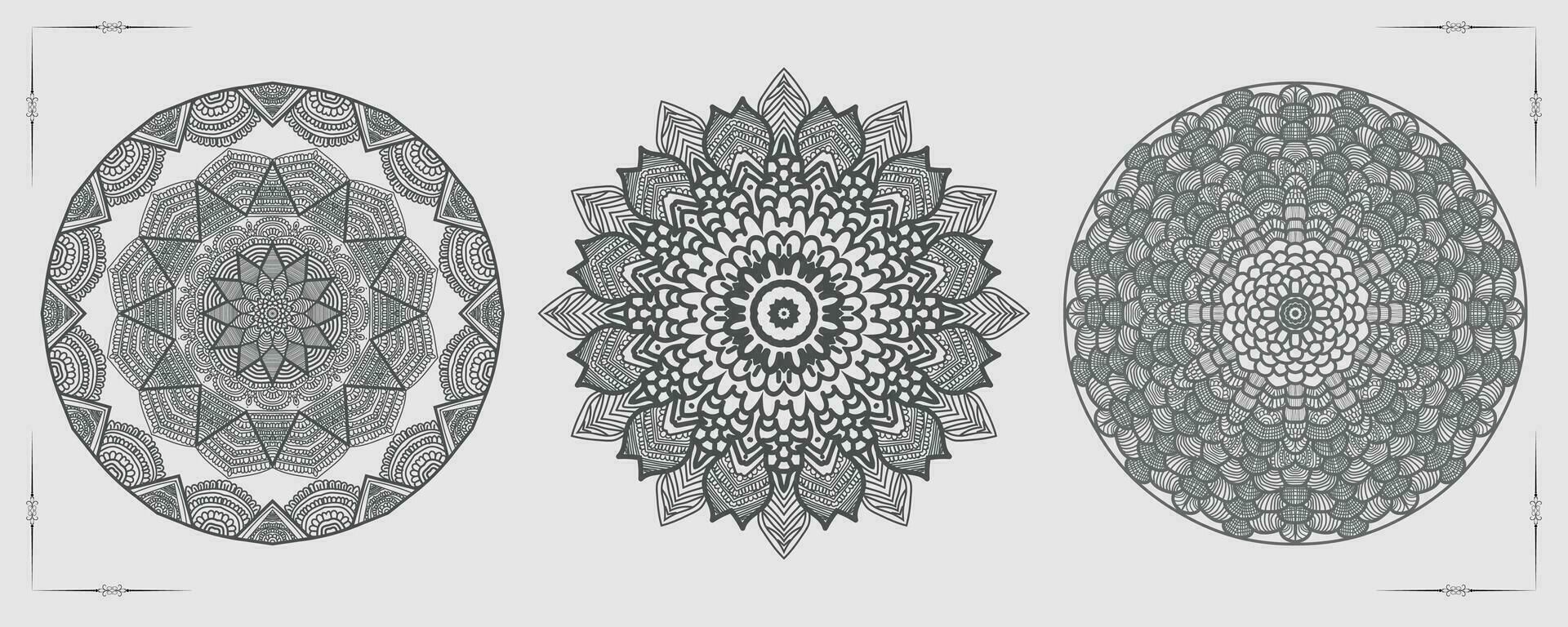 Vektor Luxus Mandala Vorlage Hintergrund und Zier Design zum Färbung Buchseite, Gruß Karte, Einladung, Tätowierung, Blumen- Mandala.