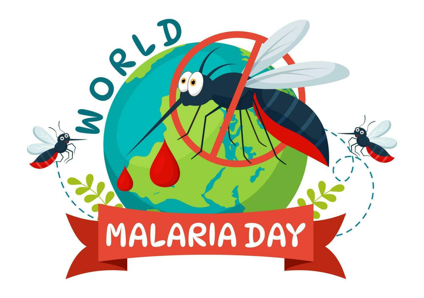 Welt Malaria Tag Vektor Illustration auf April 25 mit Erde geschützt von Mücken zu vermeiden Moskito beißt im Gesundheitswesen eben Karikatur Hintergrund