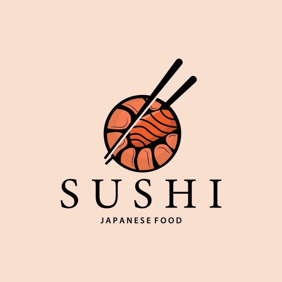 sushi logotyp enkel design sushi japansk mat ikon mall produkt japansk kök vektor