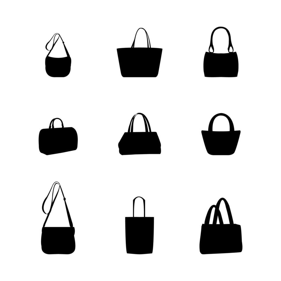 Handtasche Symbol Design Vektor Symbol einstellen Geldbörse Einkaufen Tasche