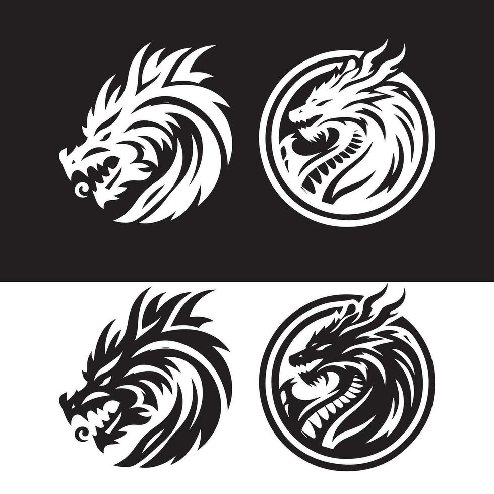 drake logotyp ikoner. gammal mytisk orm symbol. mytologisk fä tecken. vektor illustration.