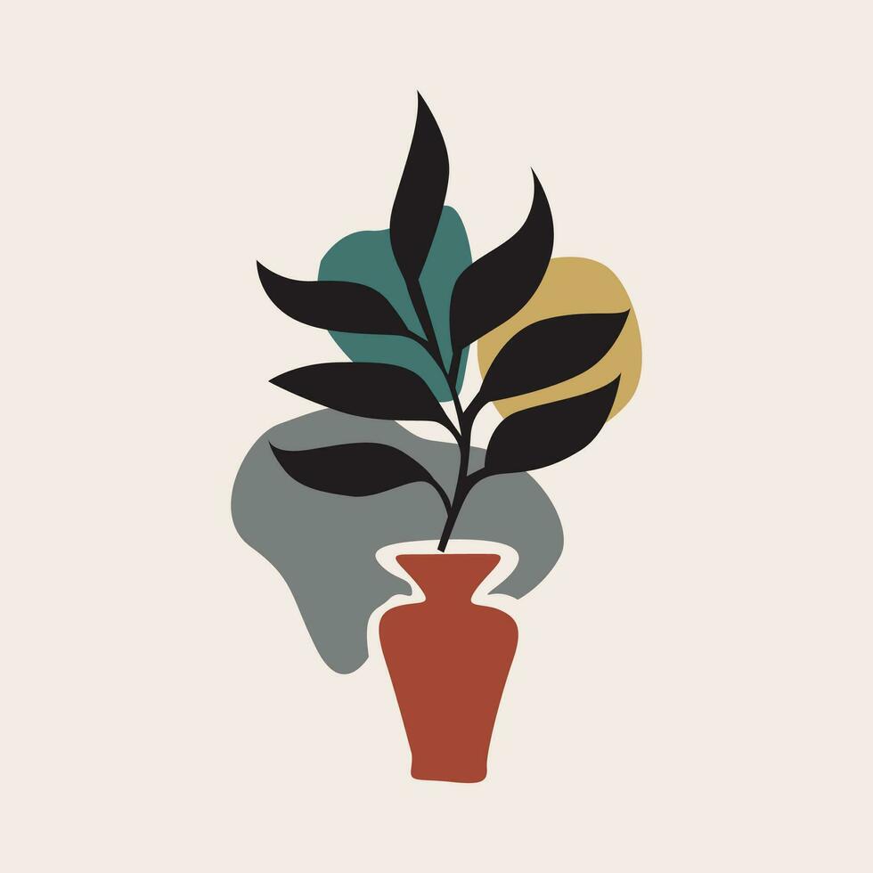 Vektor Illustration von ein Vase mit ein Pflanze im das Stil von Minimalismus