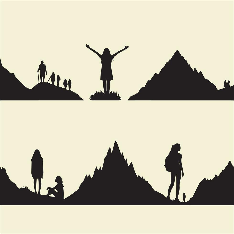 vektor illustration silhuett design av berg klättrare