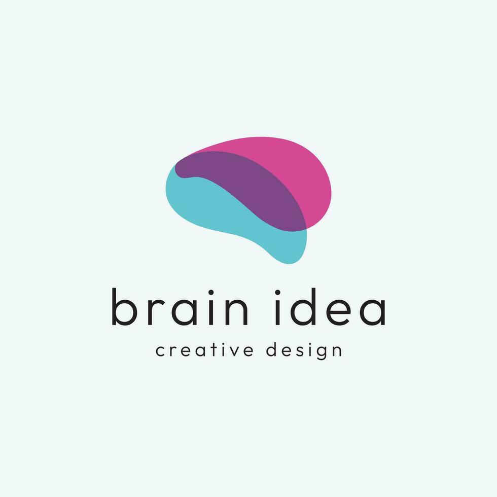 unik färgrik hjärna logotyp mall design med kreativ idéer. vektor