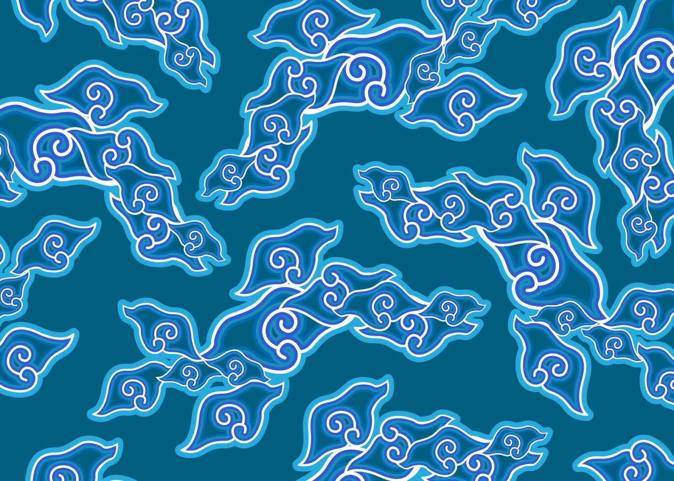 Mega mendung Motiv, Batik Motiv typisch von Westen Java Indonesien, gebogen Linie Muster mit Wolke Objekte, mit Entwicklungen und verschiedene künstlerisch Farben, Ethnie Muster Textil- asiatisch Hintergrund Ornament vektor