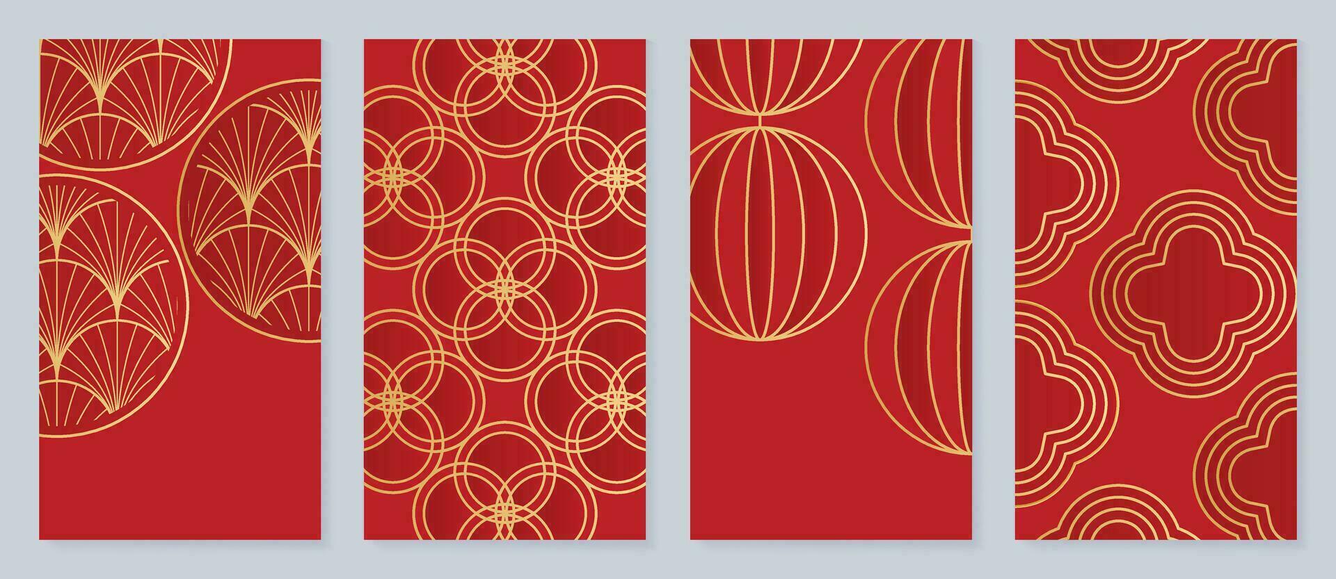 Chinesisch Neu Jahr 2024 Karte Hintergrund Vektor. Jahr von das Drachen Design mit golden Laterne, Blume, Chinesisch Muster. elegant orientalisch Illustration zum Abdeckung, Banner, Webseite, Kalender, Umschlag. vektor