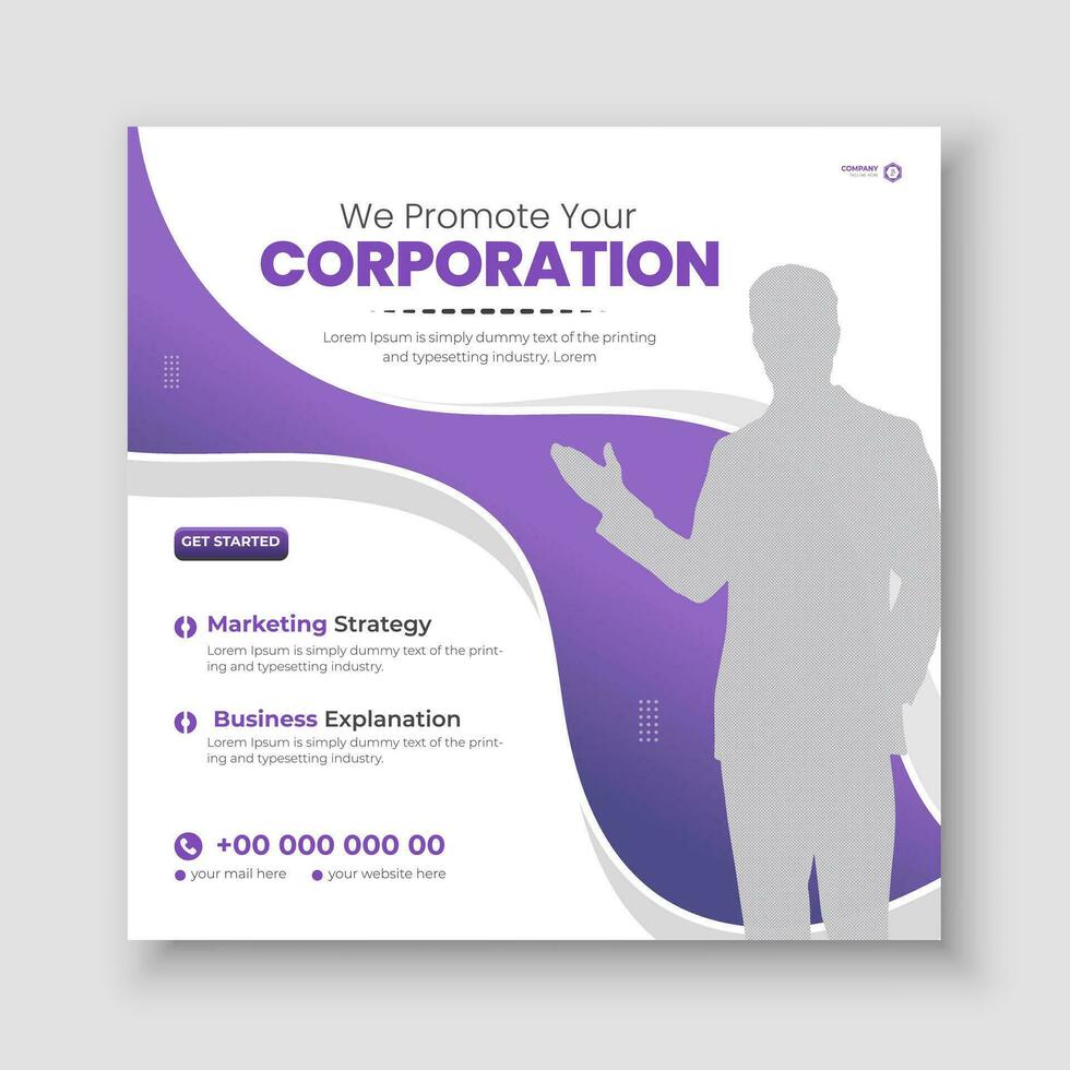korporativ und Fachmann Sozial Medien Startseite oder Banner Design Vorlage mit abstrakt lila Gradient Farbe Formen auf Weiß Hintergrund vektor