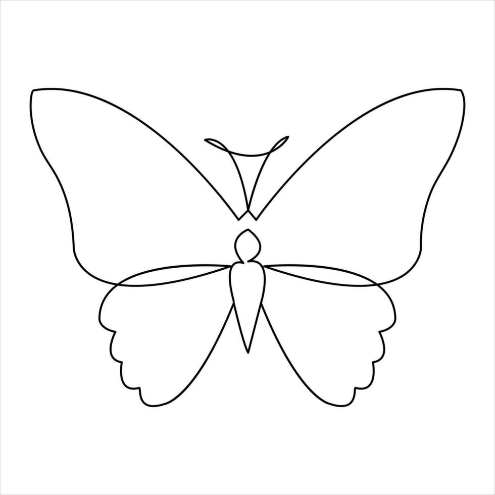 kontinuierlich Single Linie Hand gezeichnet Schmetterling Design Minimalismus Gliederung Vektor Kunst Illustration