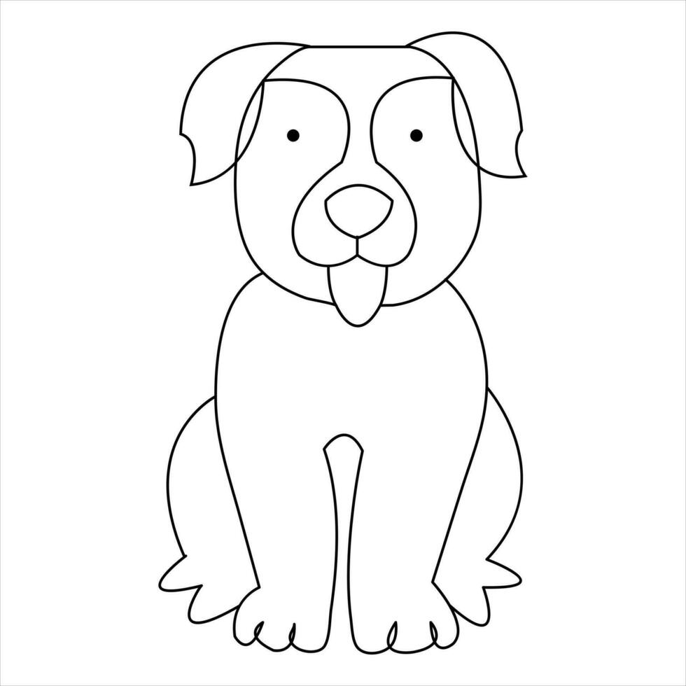 Hund Haustier Tier kontinuierlich einer Linie Kunst Zeichnung und Hund Symbol einfach Gliederung Vektor Illustration