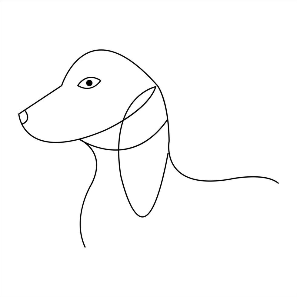 kontinuerlig enda linje hund vektor konst teckning minimalistisk hund ansikte översikt abstrakt hand dragen stil