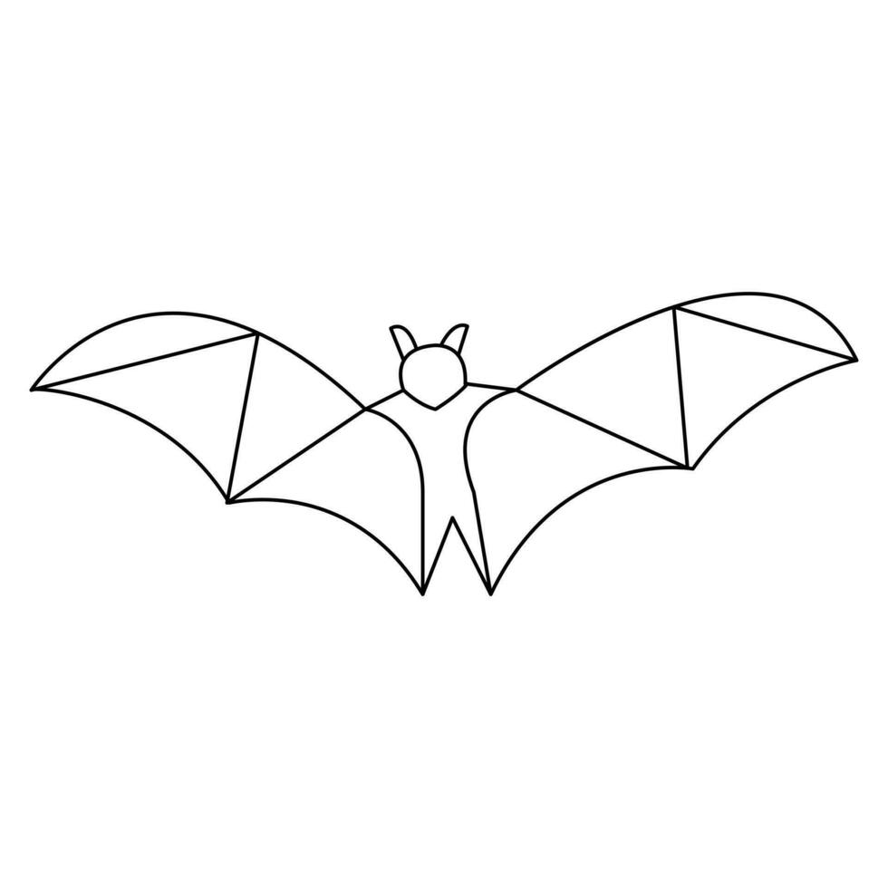 halloween fladdermus kontinuerlig hand dragen enda linje konst teckning vektor illustration av stil