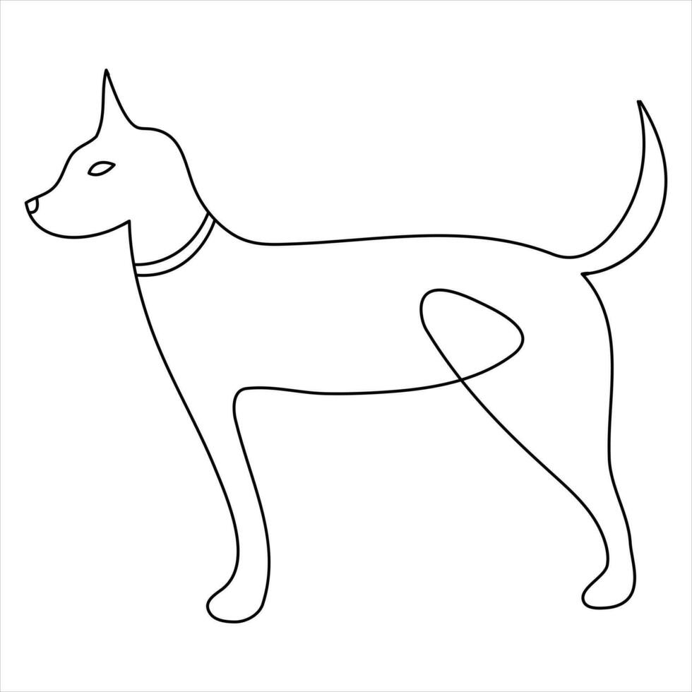 Hund Haustier Tier Gliederung Vektor Illustration und kontinuierlich Single Linie Hand gezeichnet skizzieren