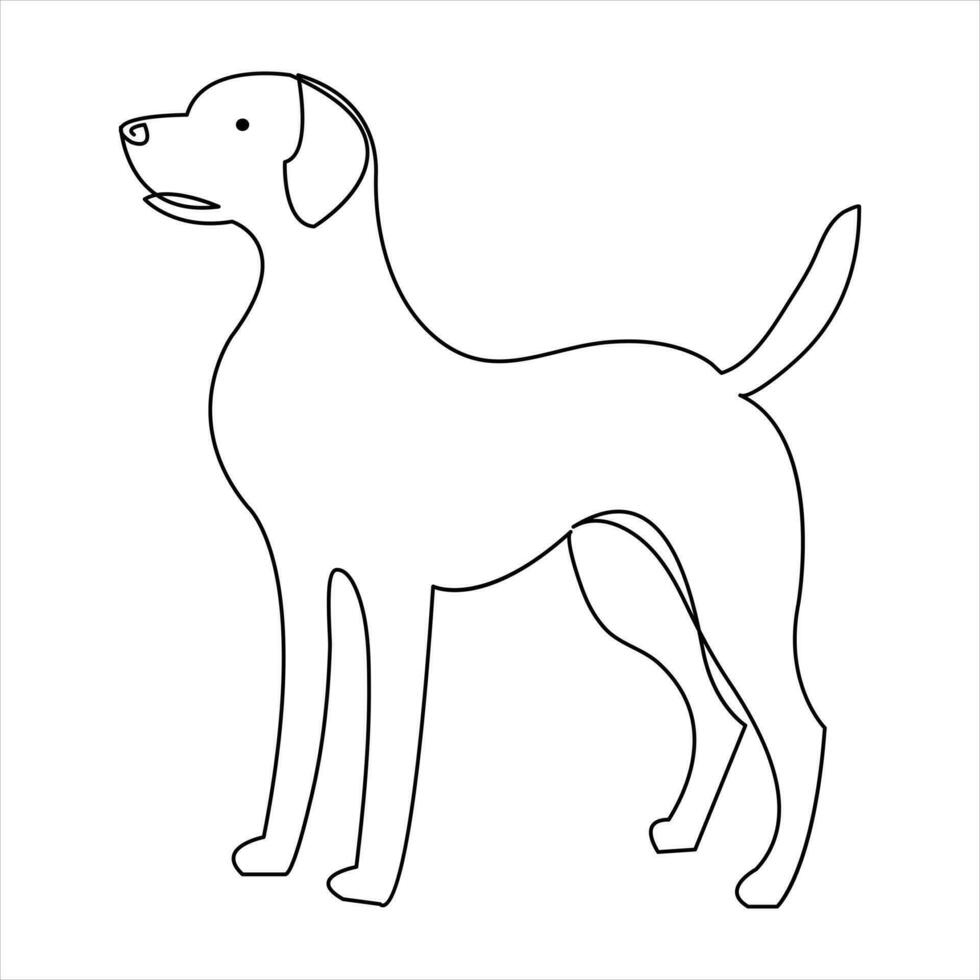 hund sällskapsdjur djur- kontinuerlig ett linje konst teckning och hund ikon enkel översikt vektor illustration