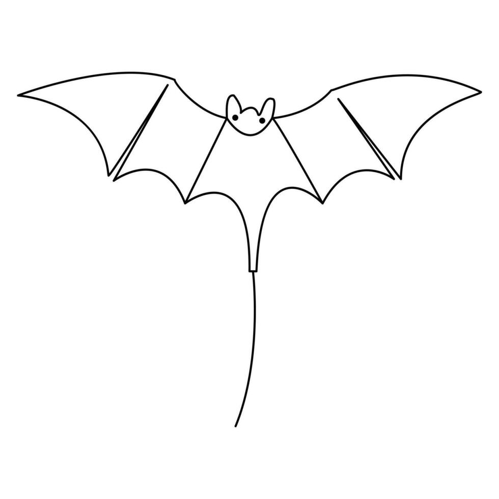 halloween fladdermus kontinuerlig hand dragen enda linje konst teckning vektor illustration av stil
