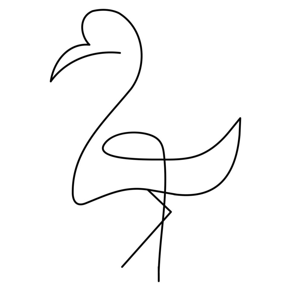 flamingo och häger kontinuerlig ett linje konst teckning hand dragen vektor illustration av stil.