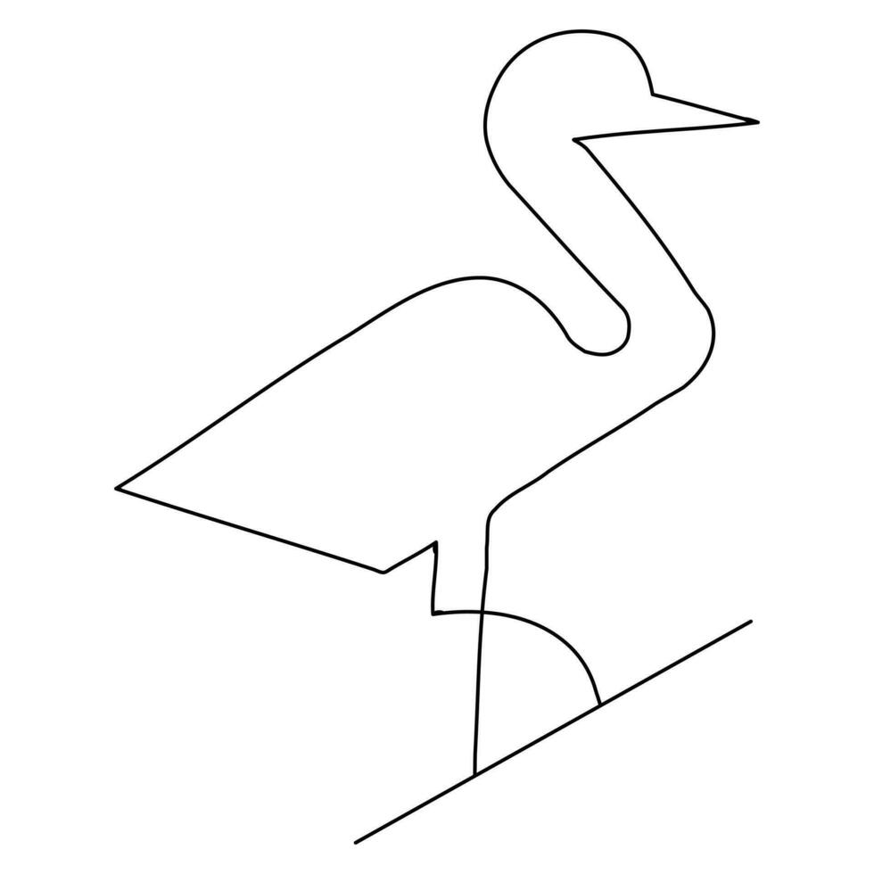 flamingo och häger kontinuerlig ett linje konst teckning hand dragen vektor illustration av stil.
