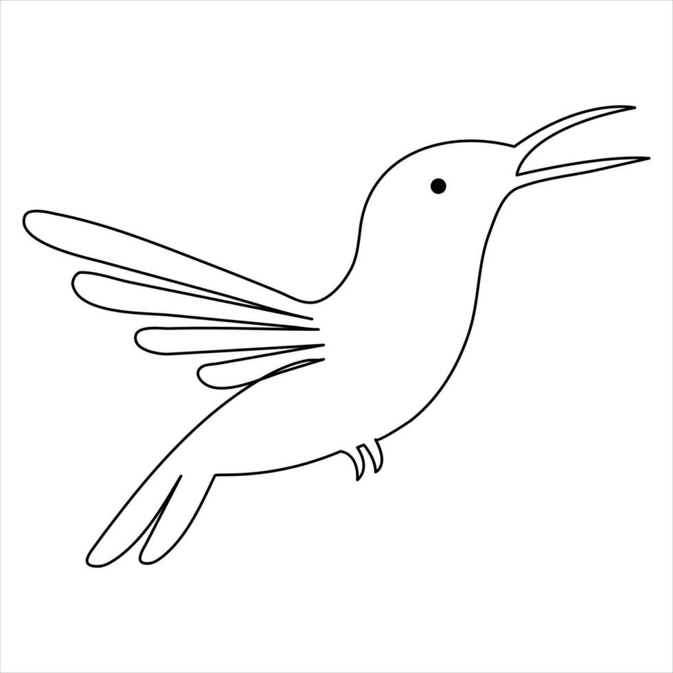 kontinuerlig ett linje konst teckning kolibri hand dragen vektor illustration av stil