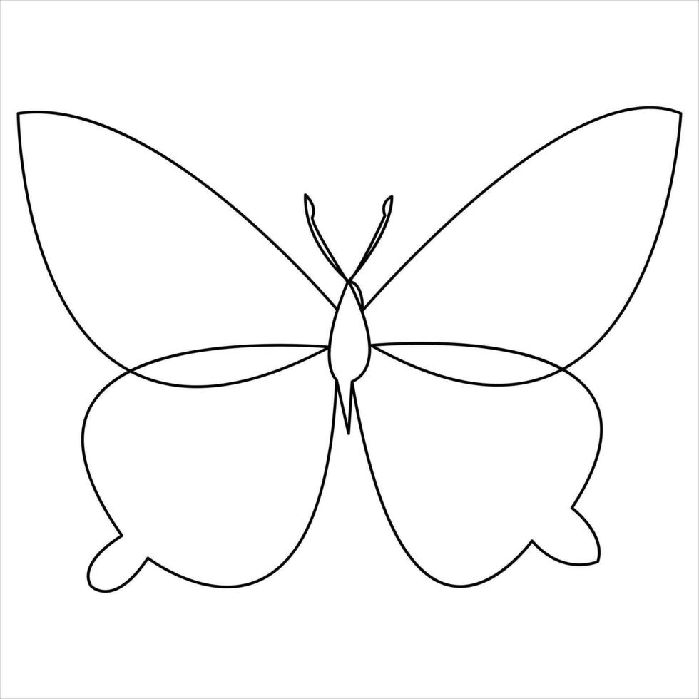 kontinuerlig enda linje hand dragen fjäril design minimalism översikt vektor konst illustration