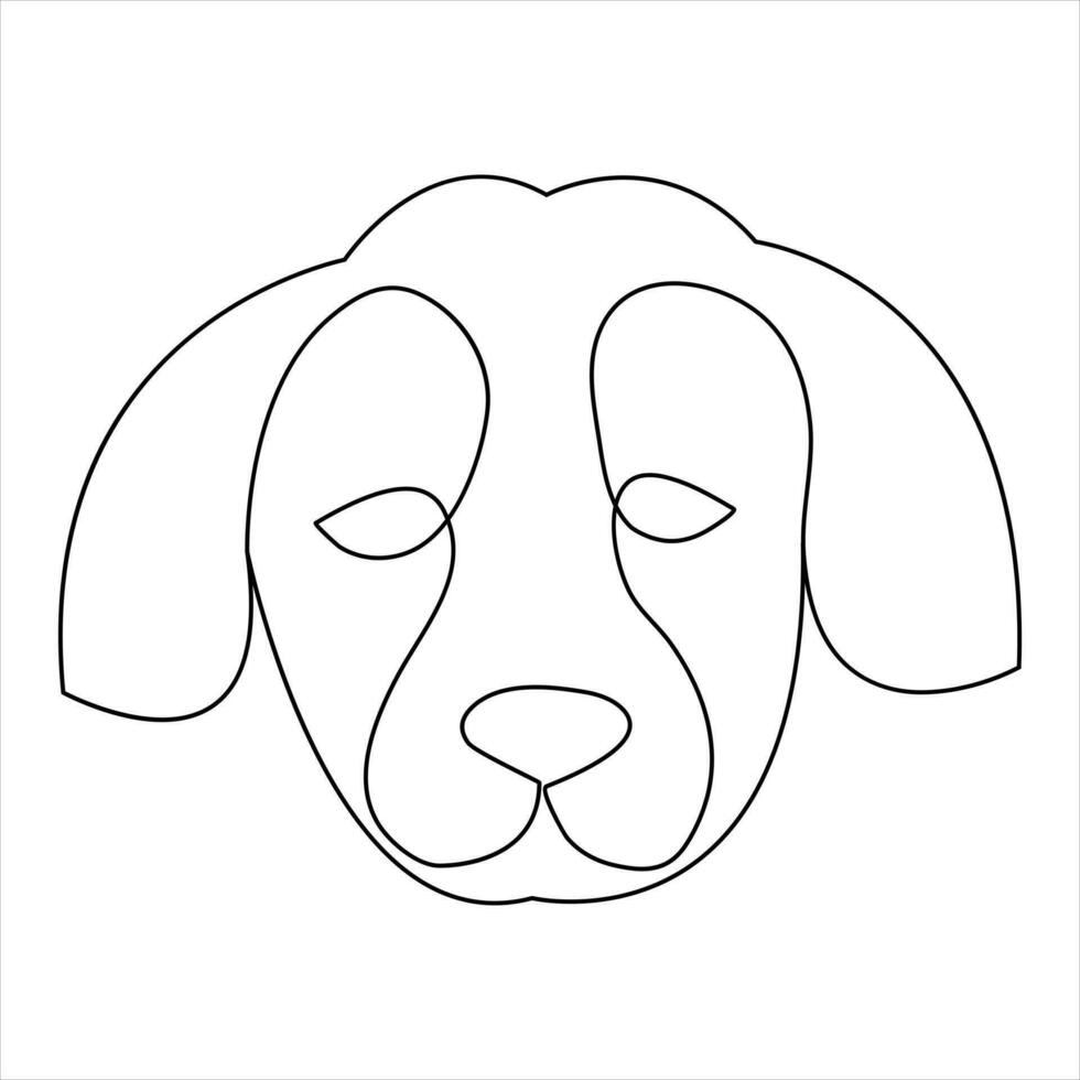 hund sällskapsdjur djur- översikt vektor illustration och kontinuerlig enda linje hand dragen skiss