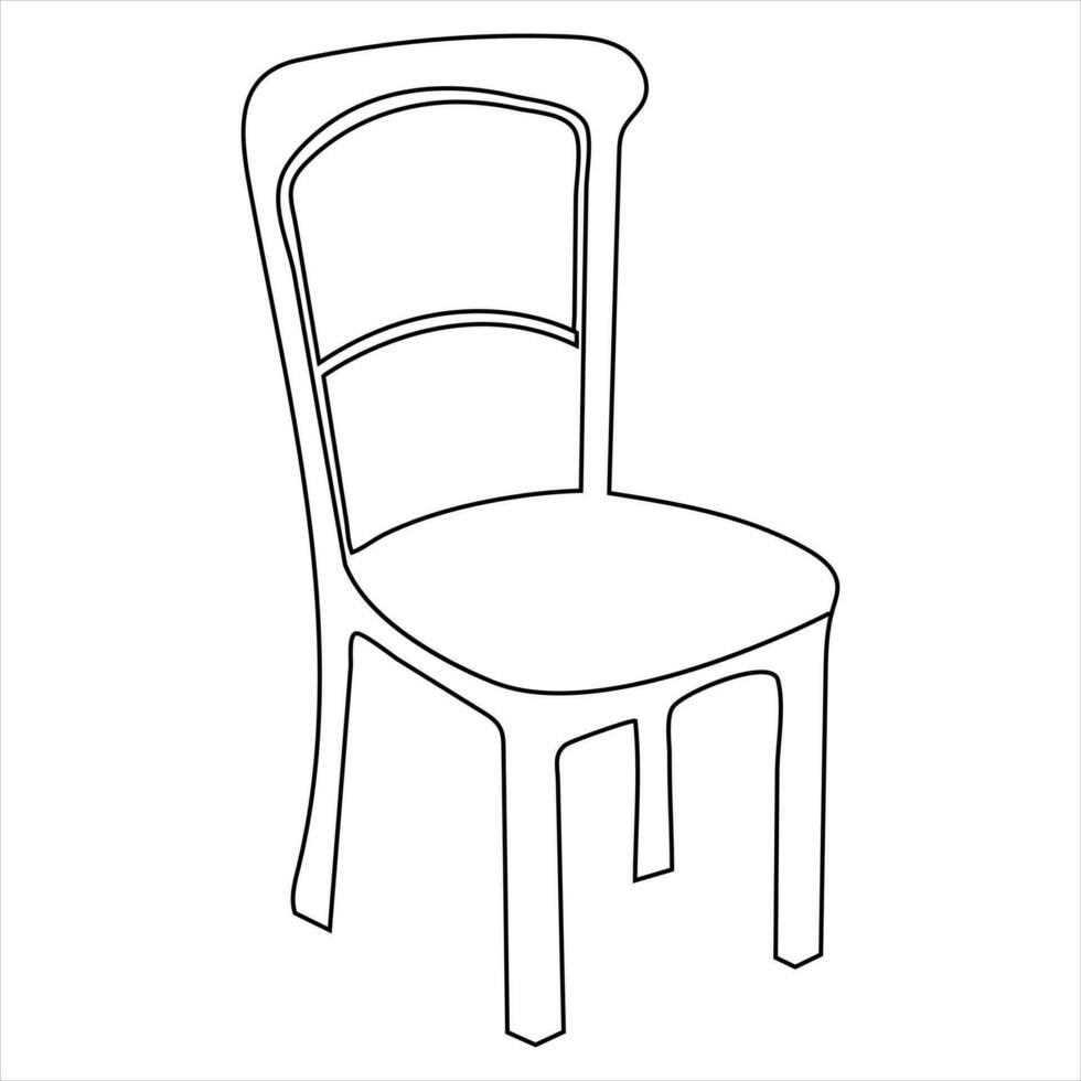 kontinuerlig ett linje konst teckning av stol översikt vektor konst illustration och begrepp ikon design