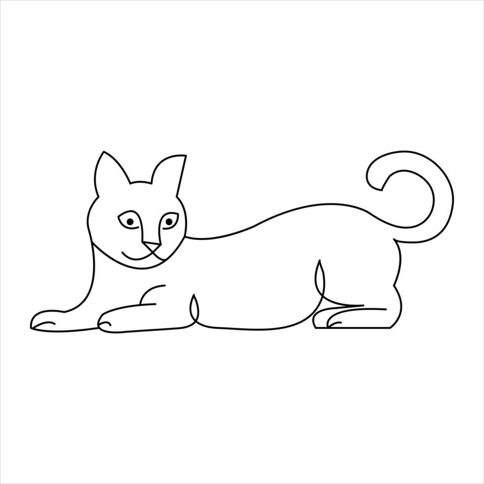 kontinuerlig ett linje katt sällskapsdjur djur- översikt konst vektor illustration och minimalistisk teckning