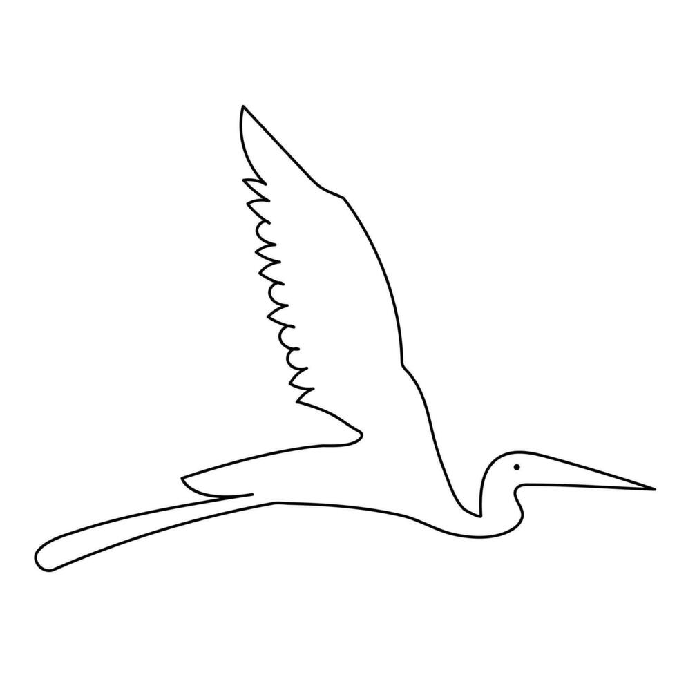 das Reiher und Flamingo Single Linie Kunst Zeichnung Vektor Illustration von kontinuierlich minimalistisch Stil.