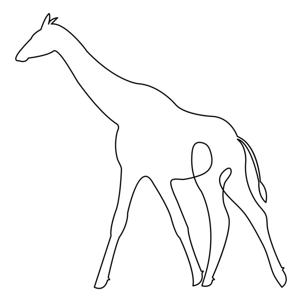 Single Linie Hand Zeichnung Giraffe kontinuierlich Kunst drucken und minimalistisch Gliederung Vektor Kunst Illustration