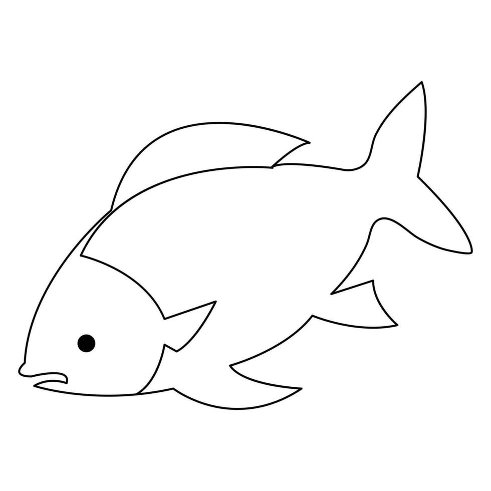 kontinuerlig enda linje konst teckning fisk minimalistisk hand dra översikt vektor illustration